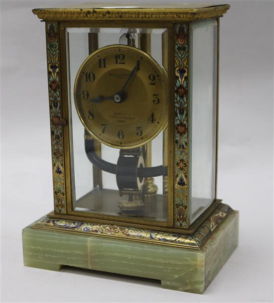 A French electro magnetic champleve and onyx clock by Bulle 23 x 17.5cm